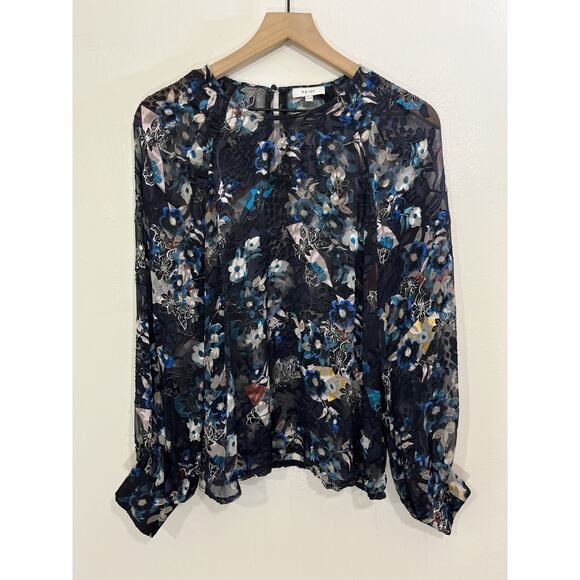 Reiss Romantic Floral Burnout Silk Blend Sophisticated Top 4 Office Whimsigoth - Picture 1 of 14